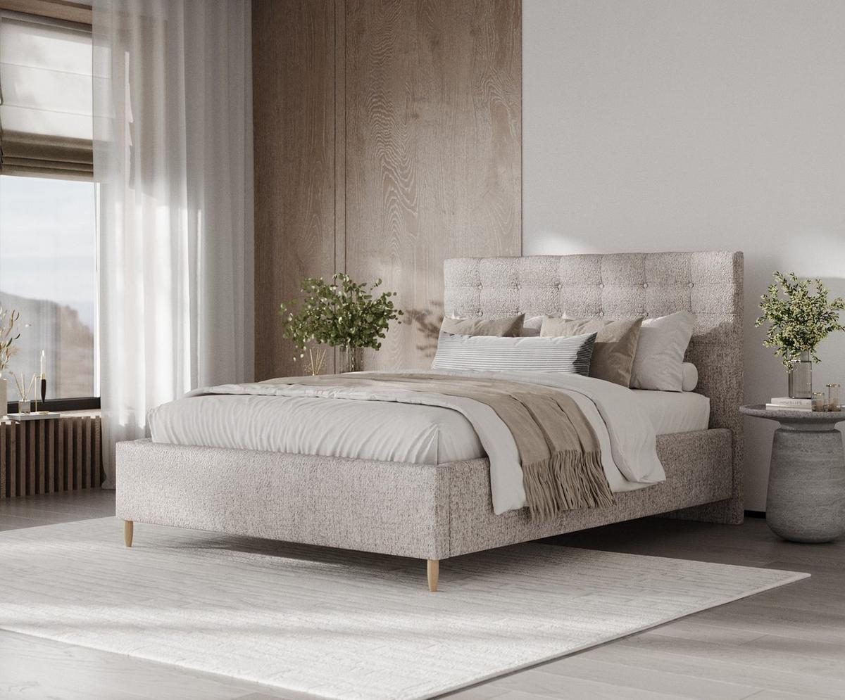 POLSTERBETT Soma 140/200 cm Beige im Neve Stoff - Beige/Naturfarben, Holz/Holzwerkstoff (140/200cm) - AltaBeds