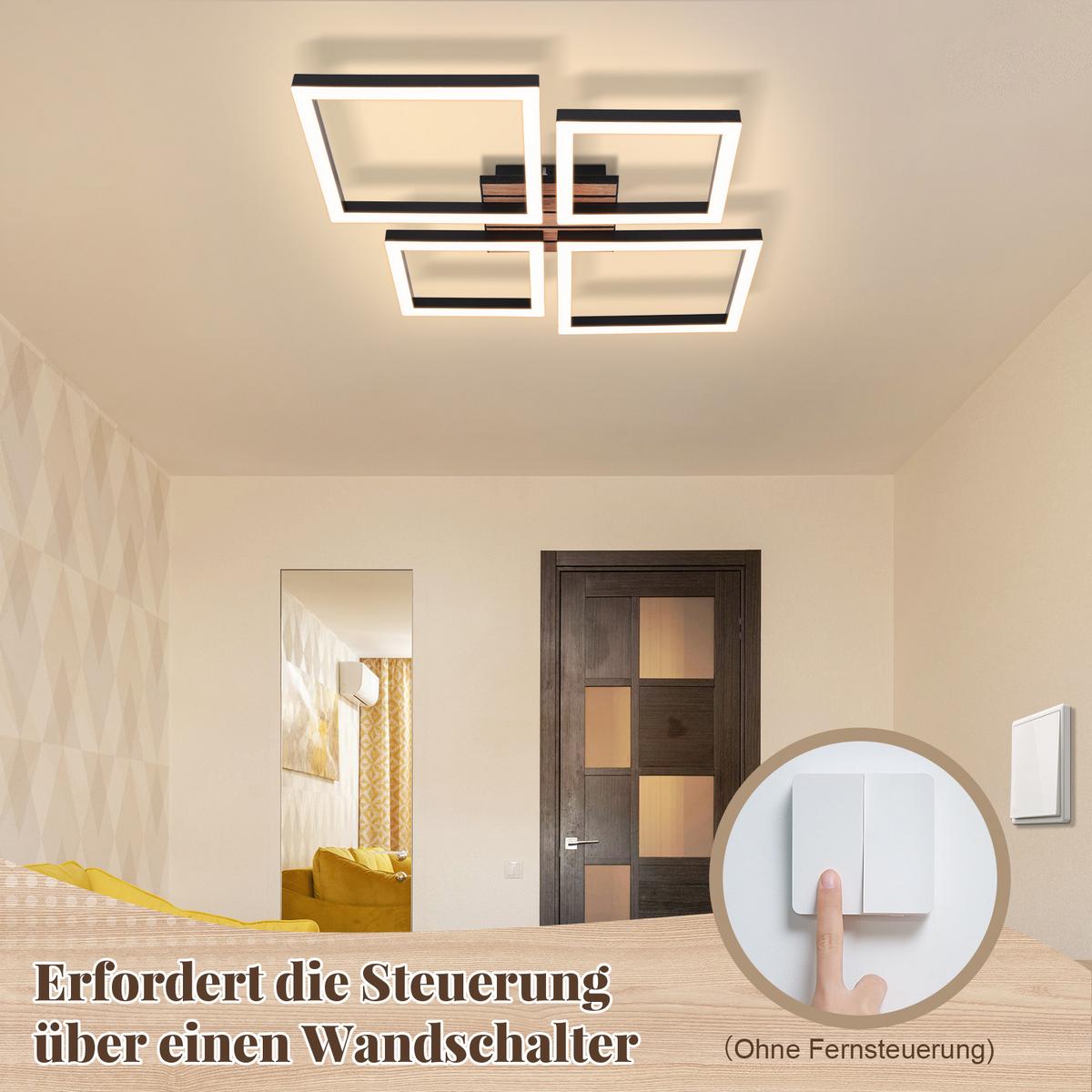 LED DECKENLEUCHTE Wlenly 48/45.5/6 cm - Schwarz, Kunststoff/Metall (48/45.5/6cm) - ZMH