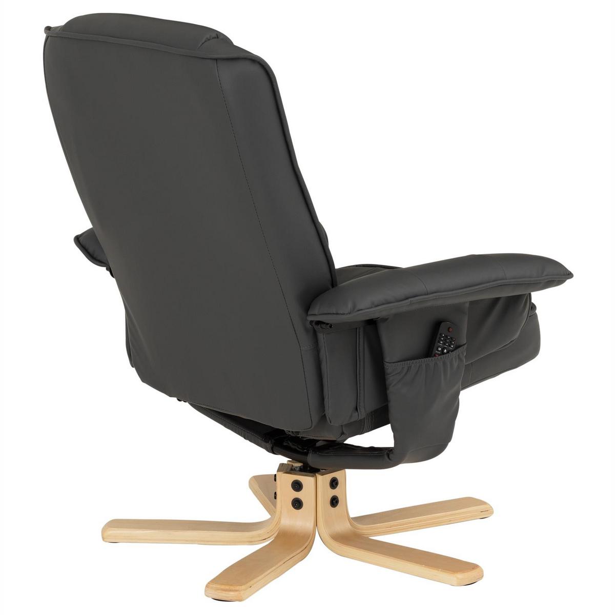 RELAXSESSEL KUNSTLEDER, SET MIT HOCKER CHARLY grau - Grau, Textil (76/87/61cm) - IDIMEX