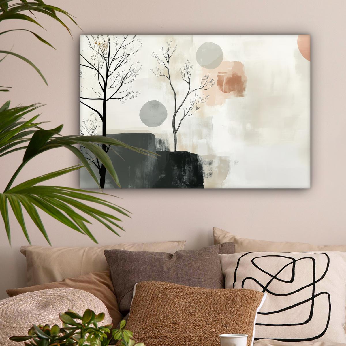 LEINWANDBILD Wabi sabi - Beige - Pflanze Wanddeko 90x60 cm - Sandfarben, Textil (90/60cm) - MuchoWow
