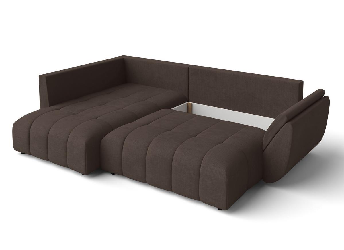 ECKSOFA L Form Corleone Braun 268/192/96 cm mit Schlaffunktion - Schwarz/Braun, Kunststoff/Textil (268/192cm) - AX Living