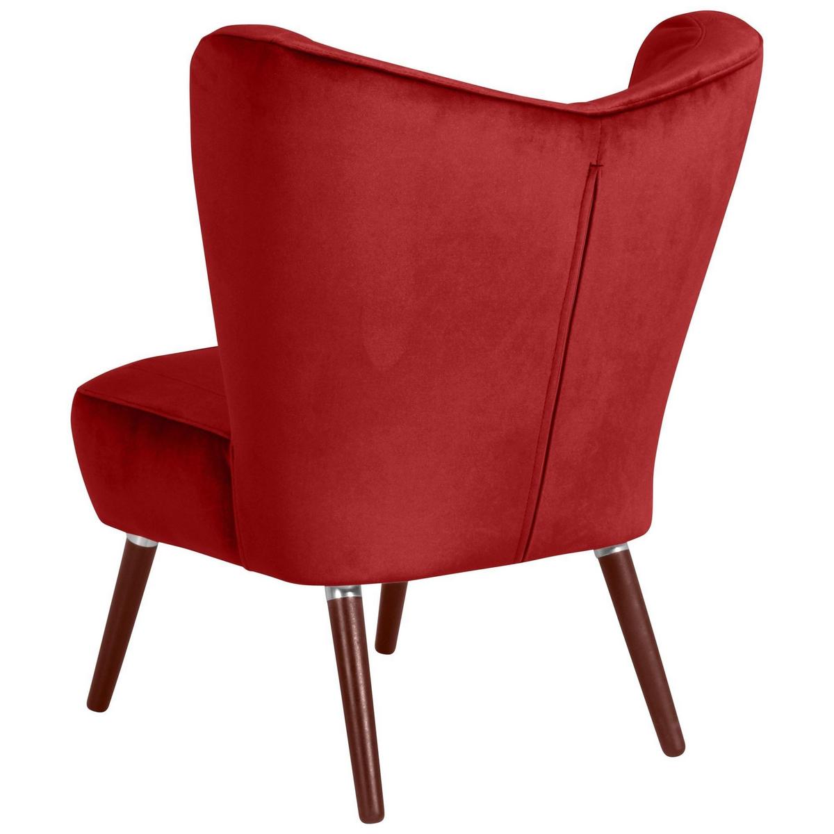 SESSEL Kathy Bezug Samtvelours Buche nussbaum dunkel / ziegel - Rot, Kunststoff (70/86/69cm) - 58aufmkessel