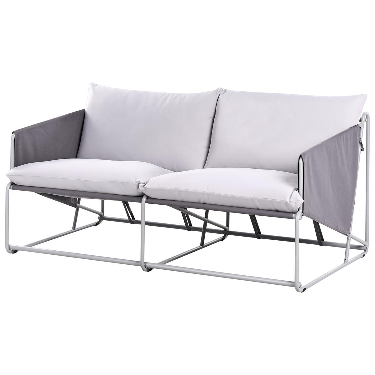 GARTENSOFA 2-Sitzer Metall Grau Ponte - Dunkelgrau, Metall (160/88/94cm) - Beliani