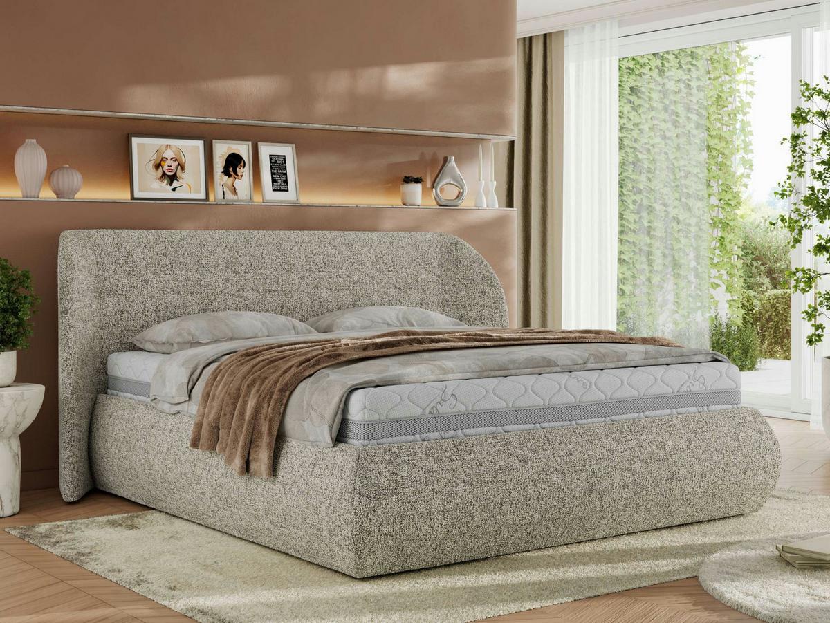 POLSTERBETT CAELA CLASSIC 140/200 - Beige Strukture - Multipocket-Matratze - Beige, Textil (140/200cm) - MKS