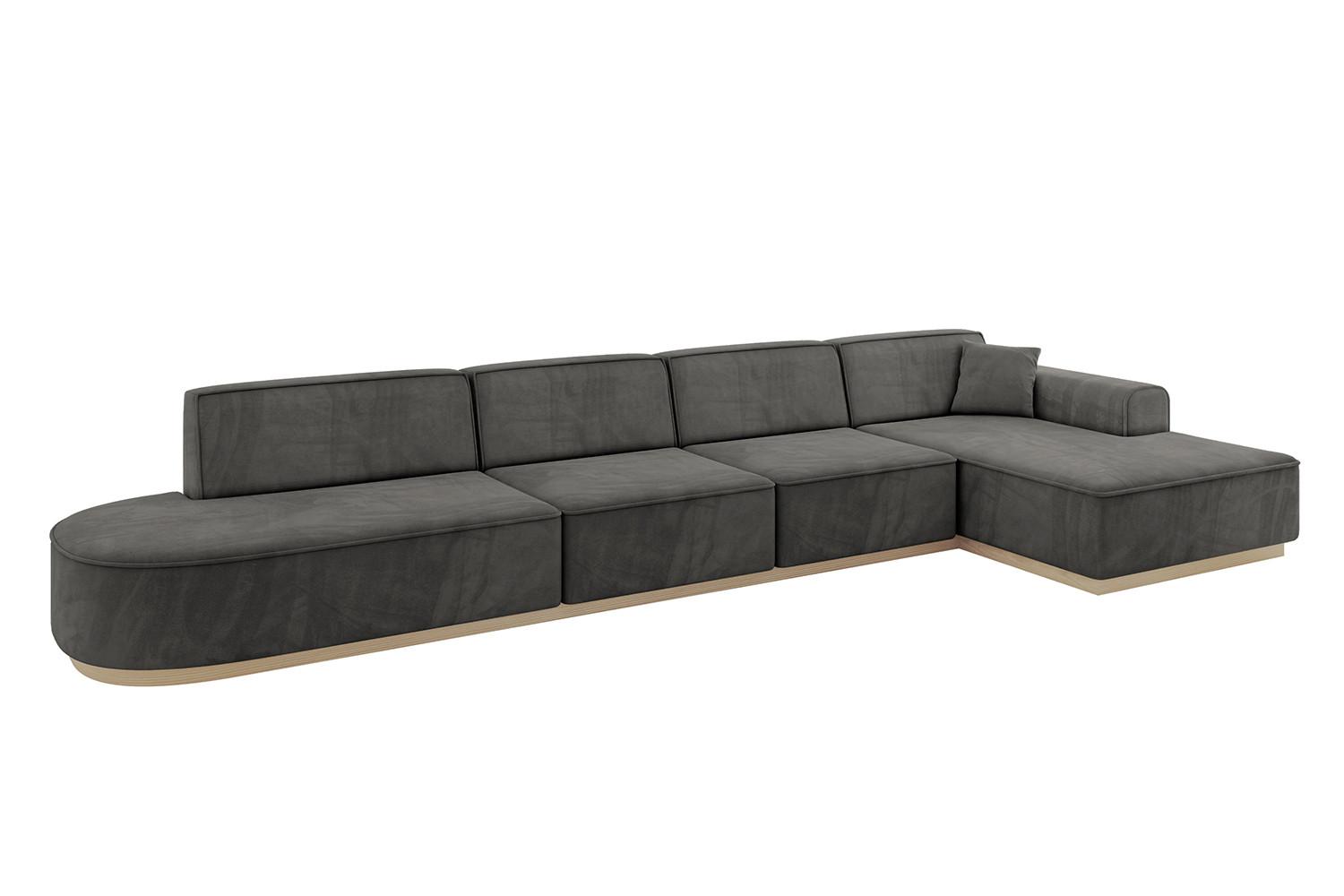 ECKSOFA Ottomane Rechts IREA-L3 - 412x165x80 cm Ecru - Anthrazit, Holzwerkstoff/Textil (412/165cm) - ALTDECOR