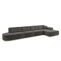 ECKSOFA Ottomane Rechts IREA-L3 - 412x165x80 cm Ecru - Anthrazit, Holzwerkstoff/Textil (412/165cm) - ALTDECOR