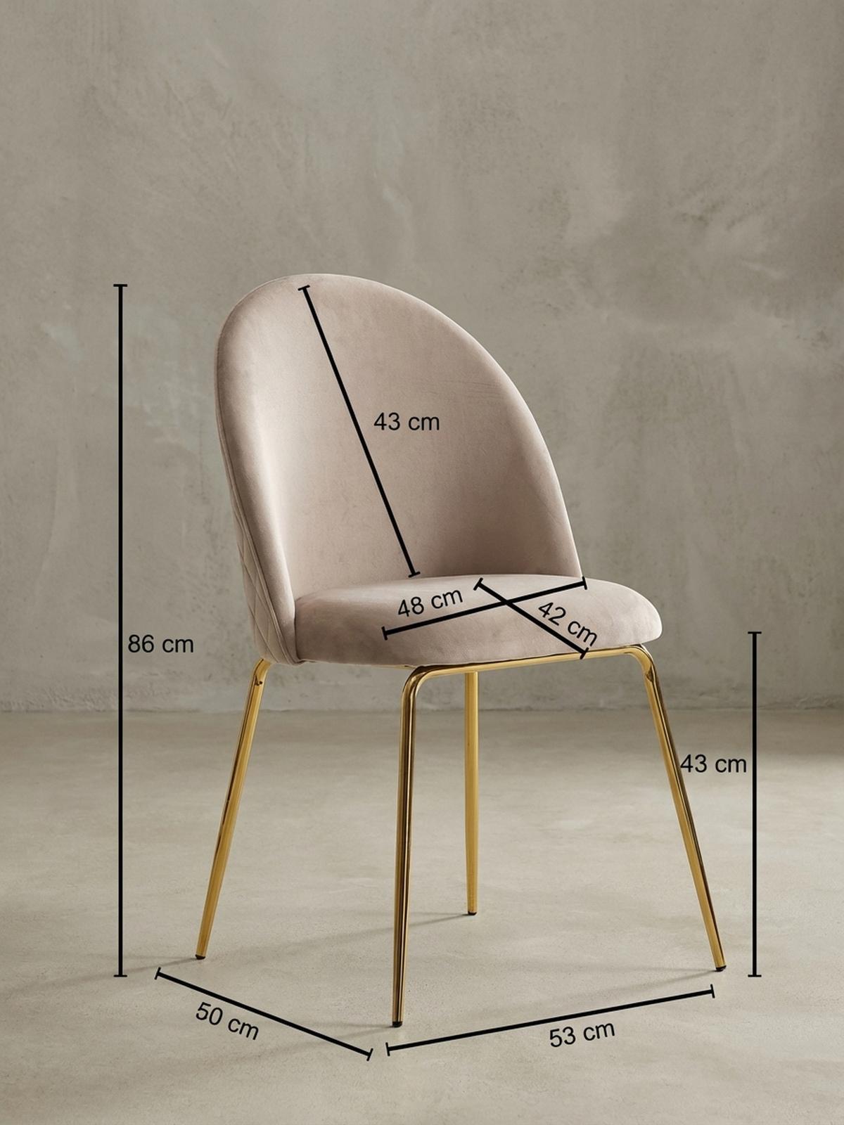 ESSZIMMERSTUHL 2er Set Samtbezug mit Metallgestell Diamantsteppung Skandinavisch gepolstert, Beige 53x50x87 cm - Beige/Goldfarben, Textil/Metall (53/87/50cm) - KADIMA DESIGN