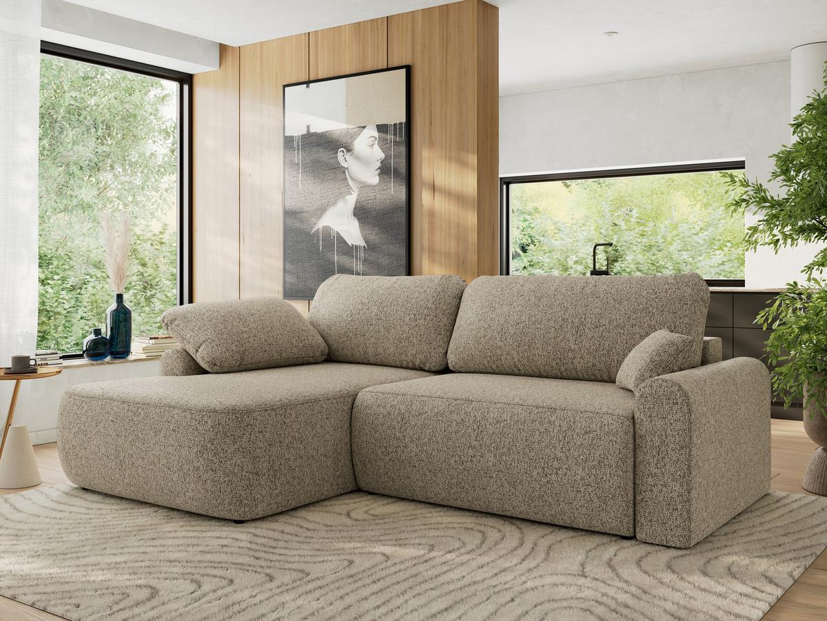 ECKSCHLAFSOFA CUBO L Dunkelbeige Struktur - links - Sandfarben/Beige, Kunststoff/Textil (273/187cm) - MKS