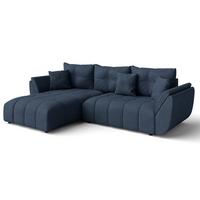 ECKSOFA L Form Verciani Blau 280/190/91 cm mit Schlaffunktion - Blau/Schwarz, Kunststoff/Textil (280/190cm) - AX Living