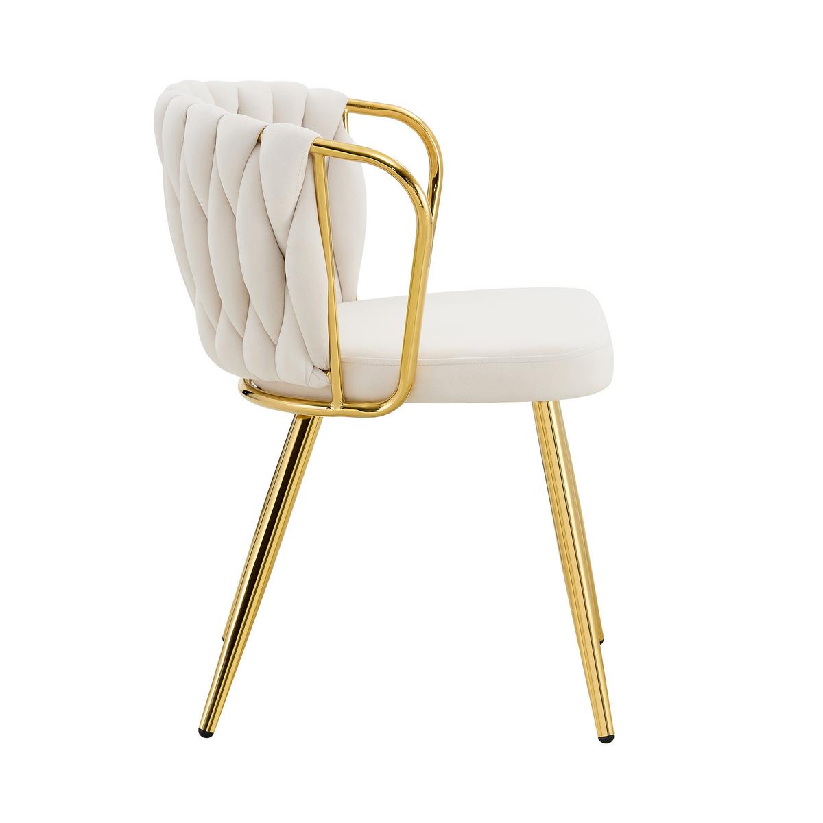 ESSZIMMERSTUHL 2ER-SET aus Samt mit goldenen Beinen, ergonomisch gepolstert - Beige, Textil (43/76/58cm) - Urban Meuble