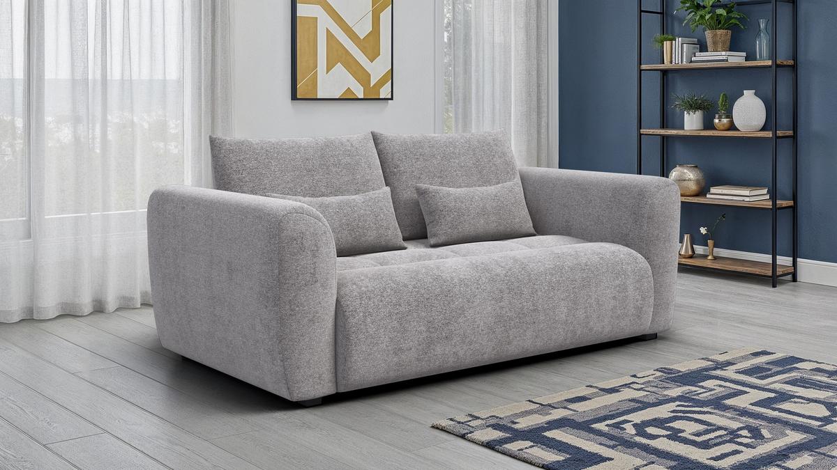 SOFA SORENO 3-Sitzer, platingrau - Schwarz/Grau, Holz/Textil (214/94/114cm) - Wozimo