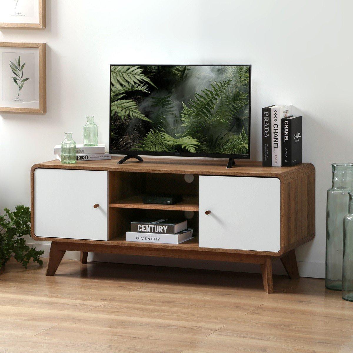 TV-MÖBEL 2 türen und 2 fächer albura 39/53/128,5 cm - Nussbaumfarben, Holzwerkstoff (39/53/128.5cm) - Calicosy