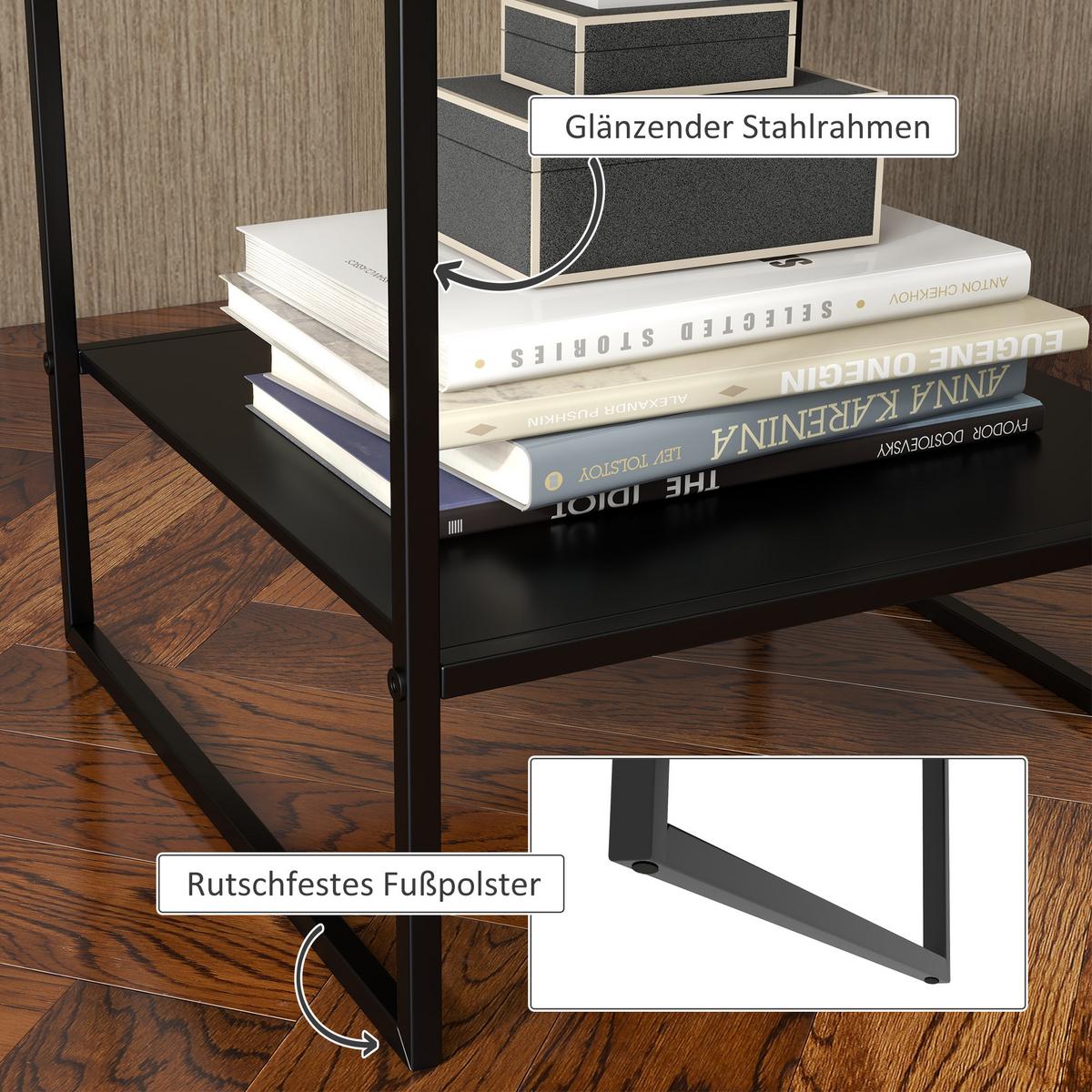 BEISTELLTISCH im Industriedesign Schwarz 40/40/45 cm - Schwarz, Metall (40/40/45cm) - HOMCOM