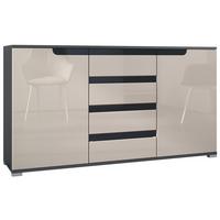 SIDEBOARD Sylt Sandgrau Hochglanz / Schwarz Hochglanz - Sandfarben/Schwarz, Holzwerkstoff (138.5/75.5/35cm) - Vladon
