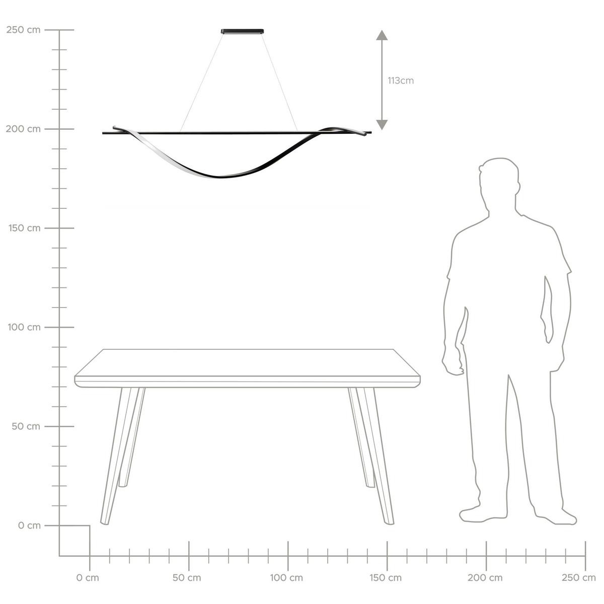 HÄNGELEUCHTE Bodri 30/120/143 cm - Schwarz, Metall (30/120/143cm) - Beliani