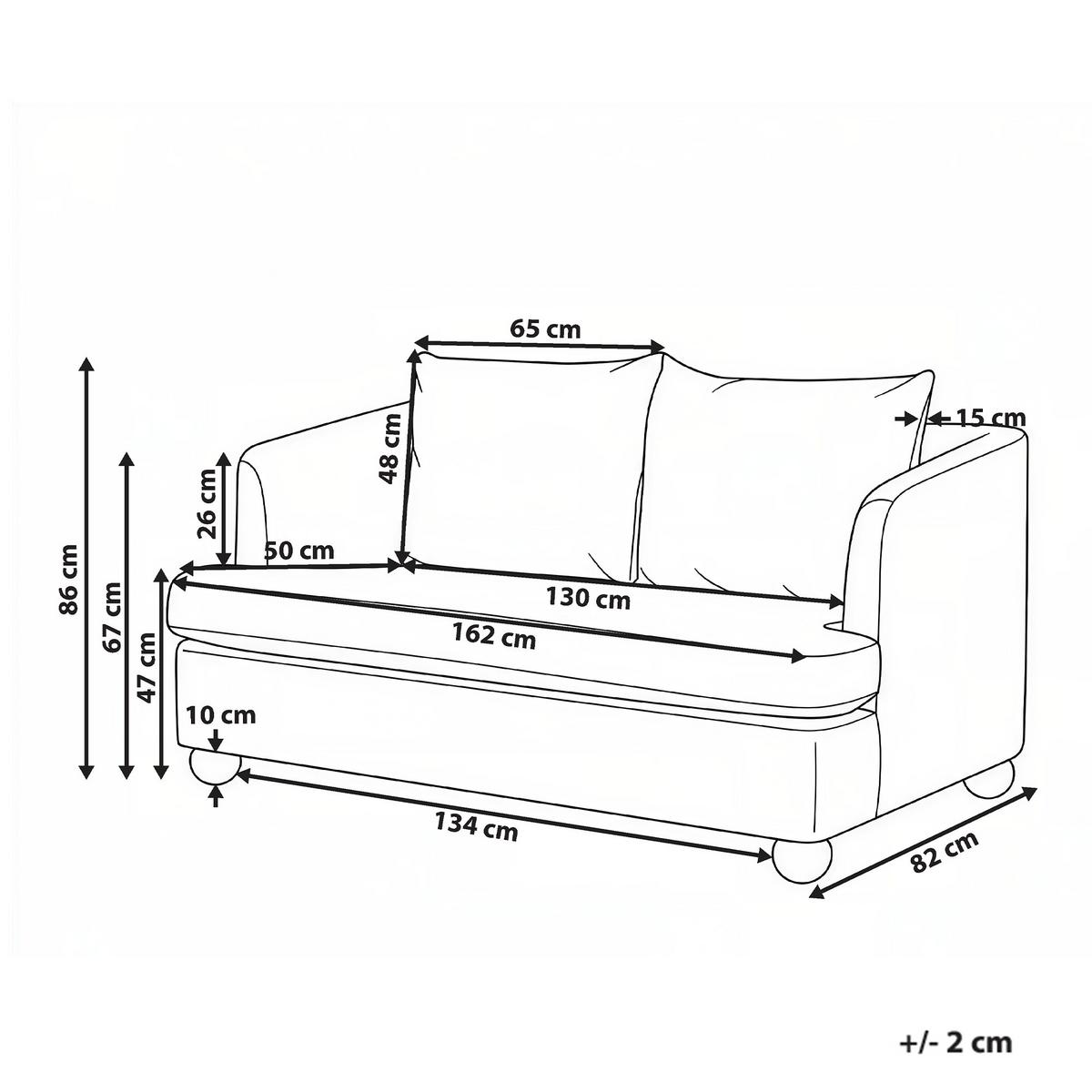 2-SITZER-SOFA Bouclé Cremeweiß Rattvik - Hellbraun, Textil (162/86/82cm) - Beliani