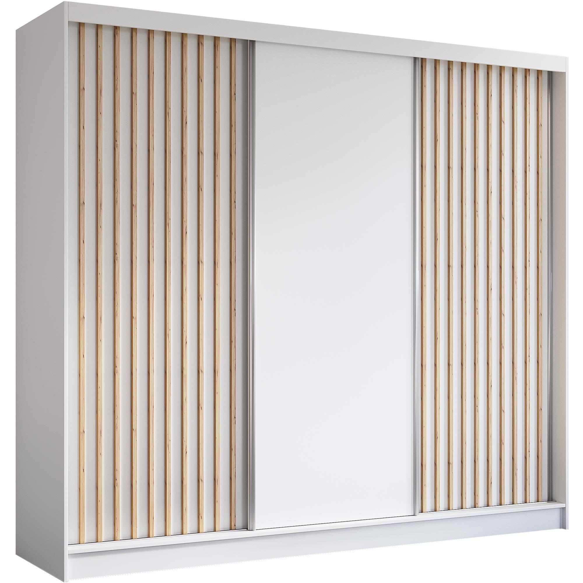 SCHWEBETÜRENSCHRANK Helios II 240/216/61 weiß+eiche Artisan mit Schubladen - Weiß/Eiche Artisan, Holzwerkstoff (240/216/61cm) - Beautysofa