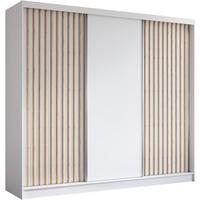 SCHWEBETÜRENSCHRANK Helios II 240/216/61 weiß+eiche Artisan mit Schubladen - Weiß/Eiche Artisan, Holzwerkstoff (240/216/61cm) - Beautysofa