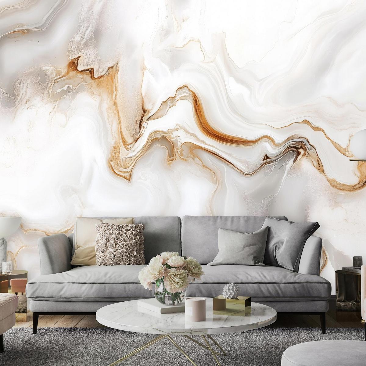 FOTOTAPETE Marmor Steinwand Vlies Tapete Wohnzimmer 350x250 - Multicolor, Papier (350/250cm) - Wallarena