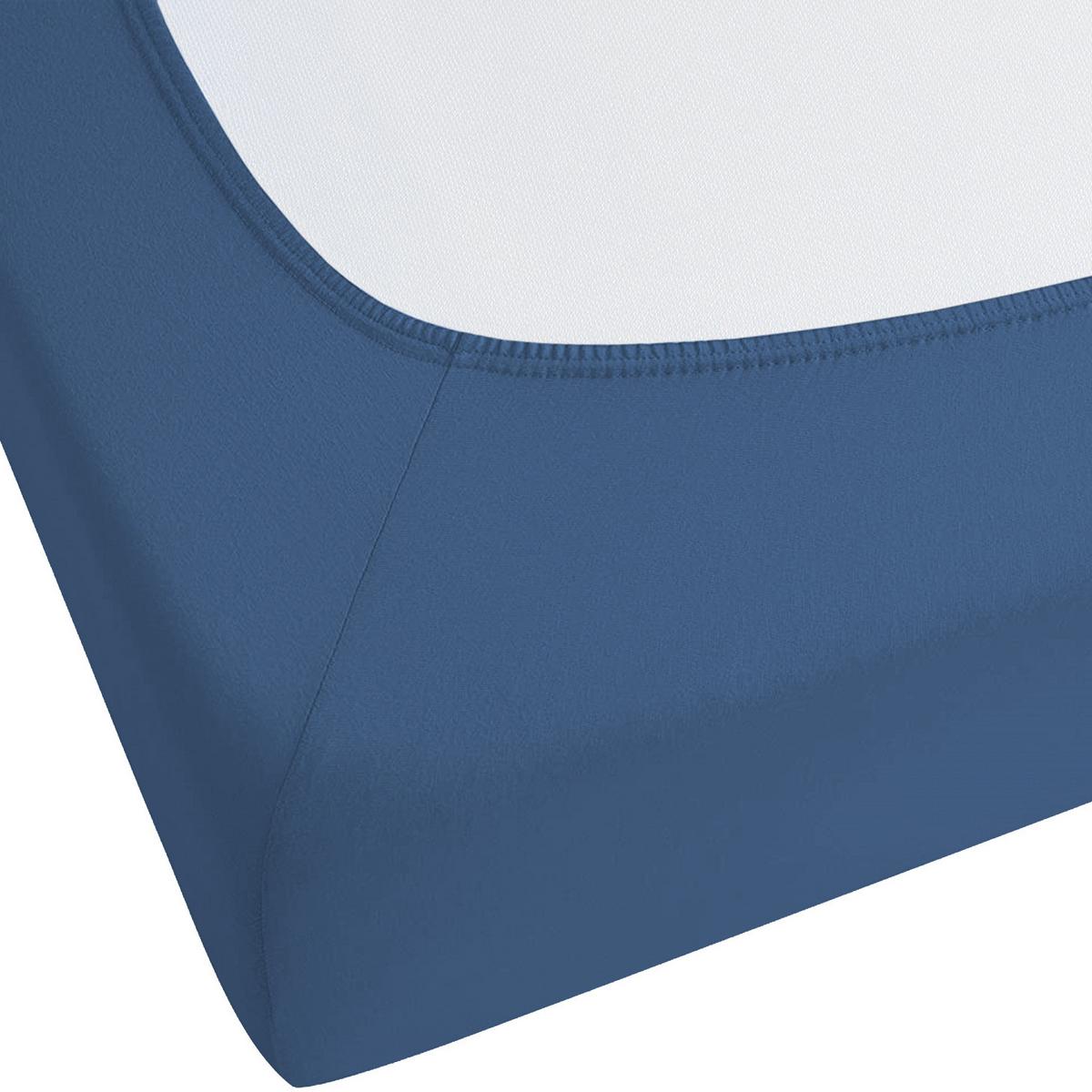 SPANNBETTLAKEN 200/200 cm Baumwolle Marineblau Janbu - Hellblau, Textil (200/200cm) - Beliani