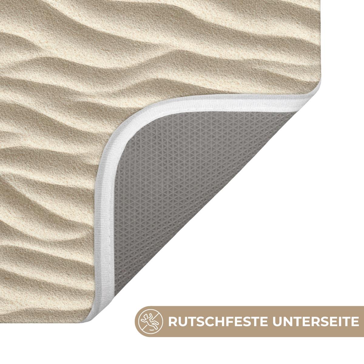 BADEMATTE Sand - Wellen - Beige 60x40 cm - Beige, Textil (60/40cm) - OnlyWow