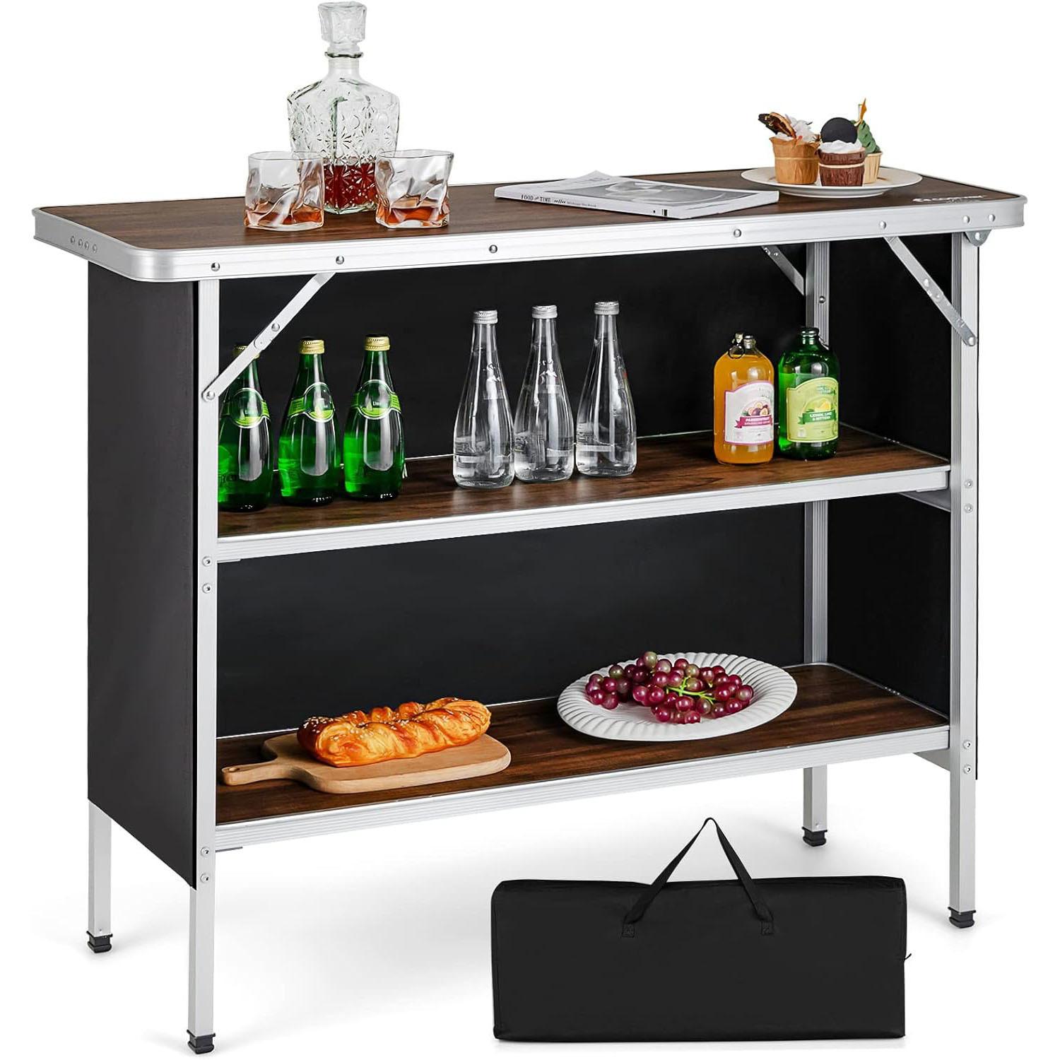 CAMPINGSCHRANK Kaffee - Braun, Holzwerkstoff (38/110/88cm) - COSTWAY