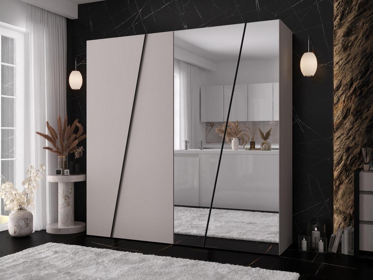 DREHTÜRENSCHRANK Zen 2L 200 cm - Kaschmir/Schwarz, Holzwerkstoff/Kunststoff (200/202/50cm) - MIRJAN24