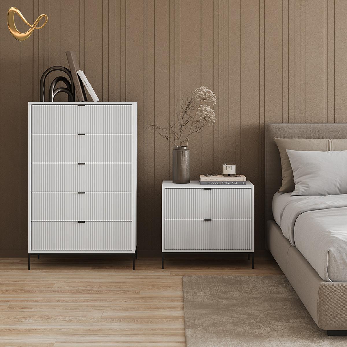 NACHTTISCH Aterno Weiß mit 2 Schubladen - Weiß, Holzwerkstoff (66/60/36cm) - Livinity®