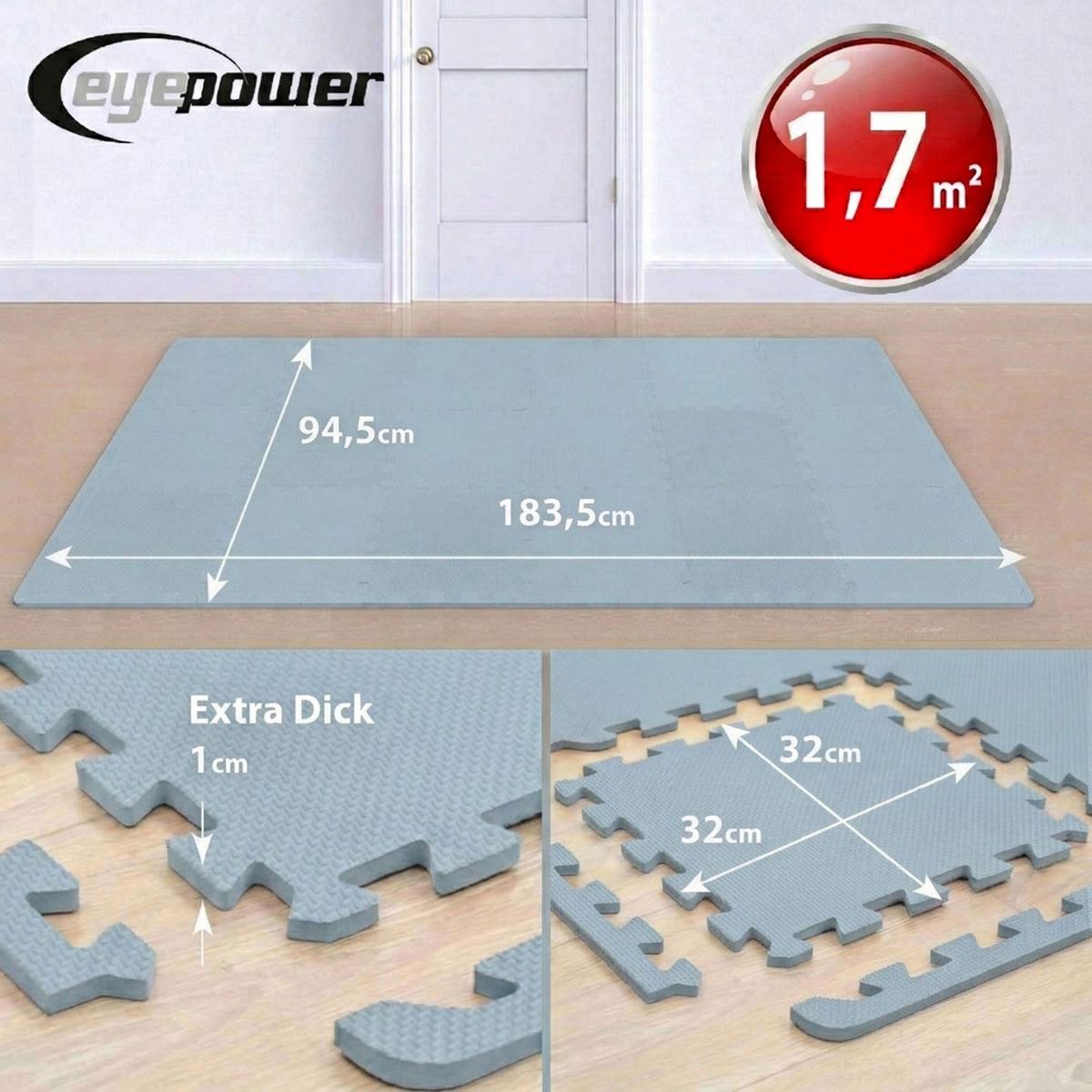 BODENSCHUTZMATTE 30x30x1 cm, Grau, 9er Set - Grau, Kunststoff (30/30cm) - eyepower