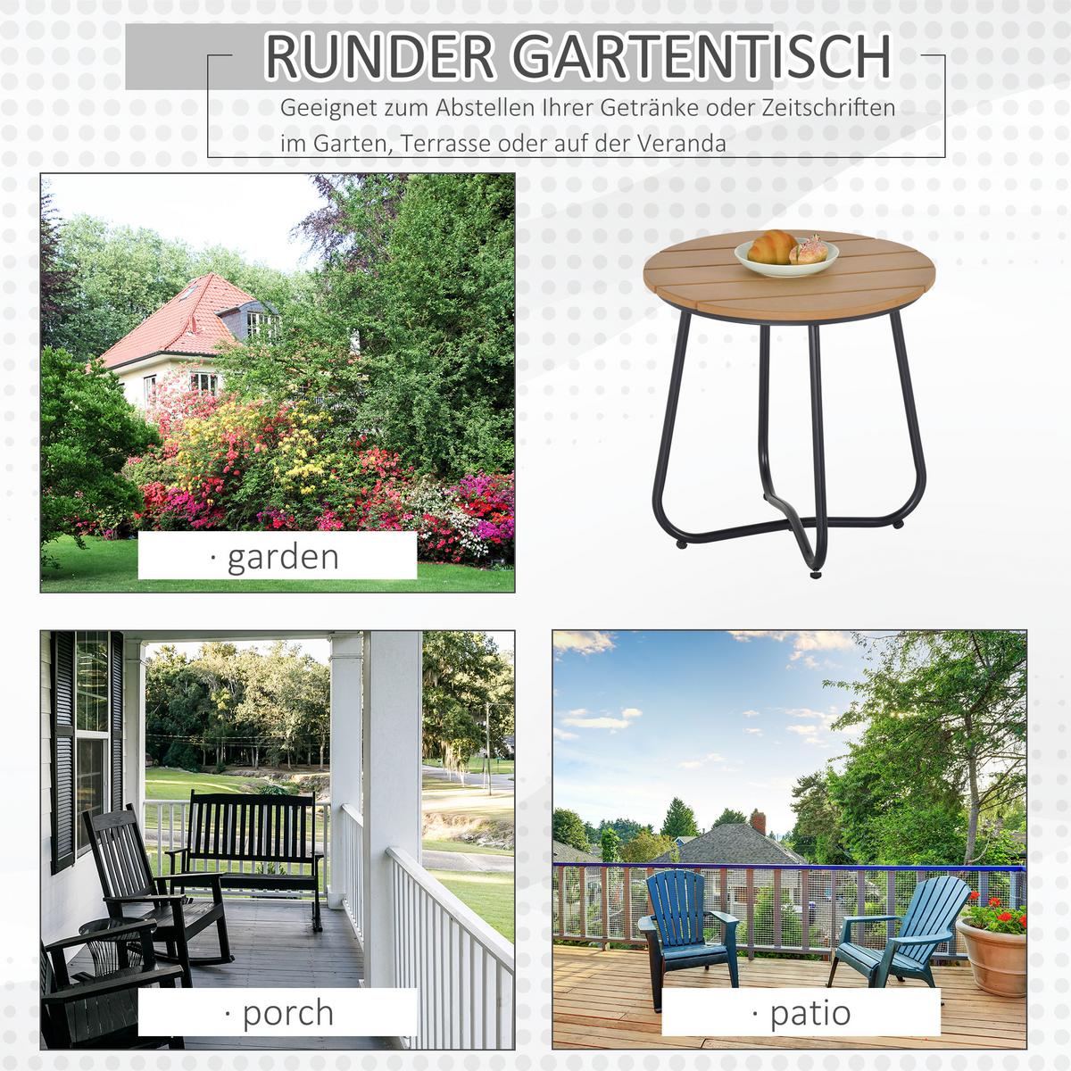 GARTEN BEISTELLTISCH, Braun, Stahl - Braun, Metall (49/49/48cm) - Outsunny