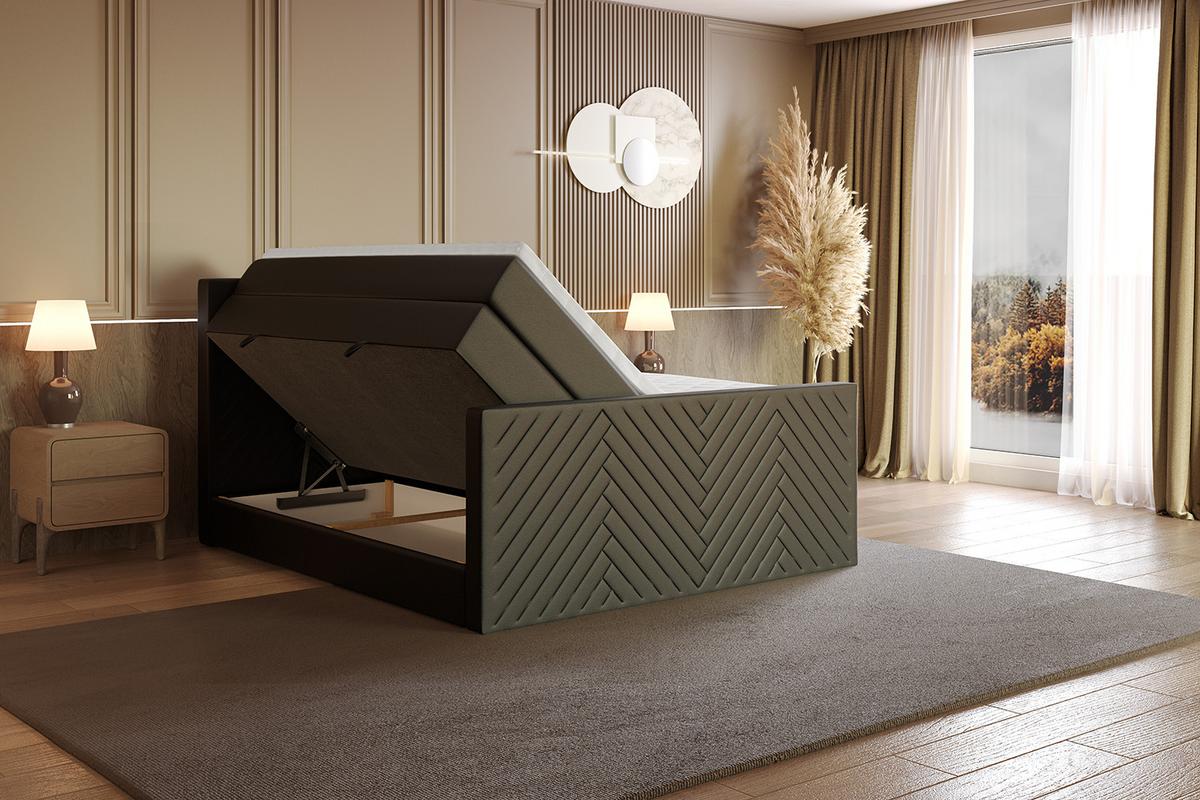 BOXSPRINGBETT mit Matratze und Lattenrost - VEXA-Z KING-200x200 - Schwarz Kunstleder - Schwarz, Holzwerkstoff (200/200cm) - ALTDECOR