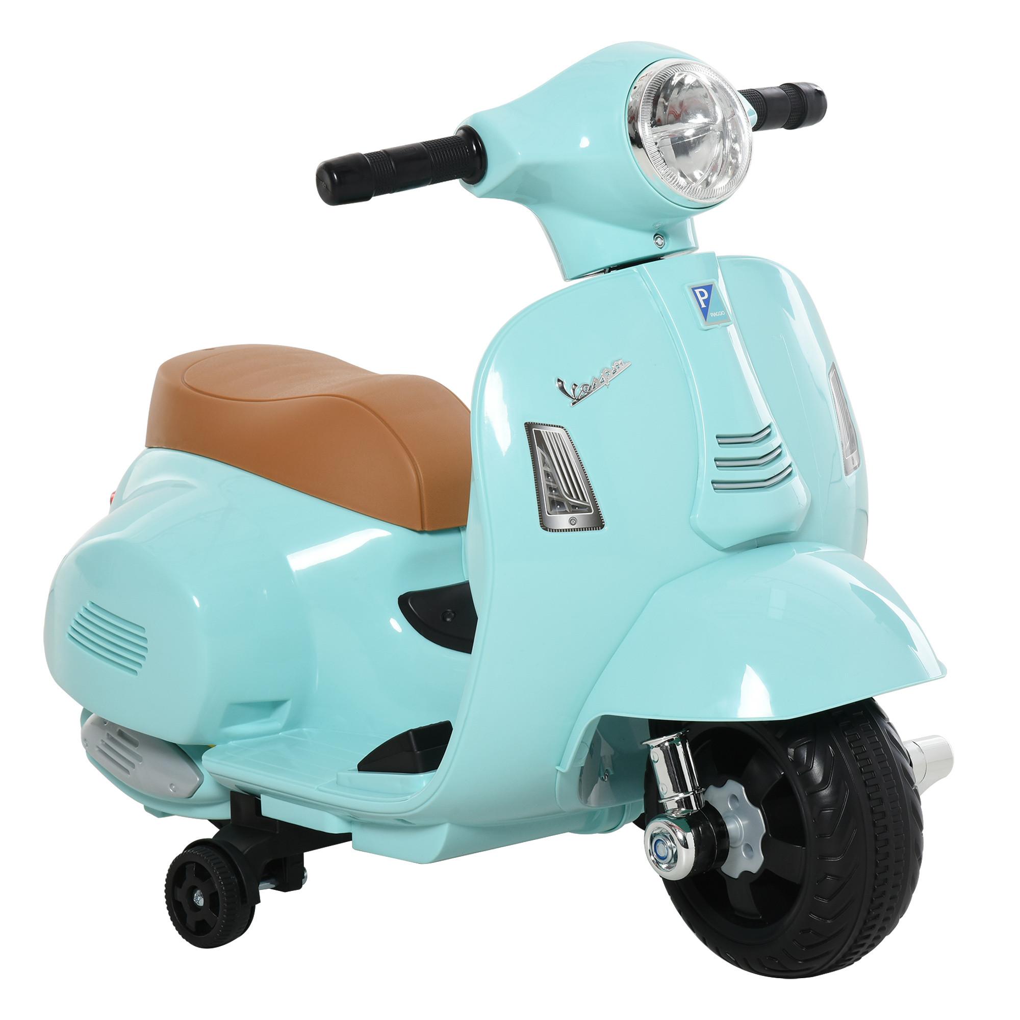 VESPA Elektromotorrad Kindermotorrad Elektrofahrzeuge 18 bis 36 Monate Grün - Grün, Metall (66.5/38/52cm) - HOMCOM