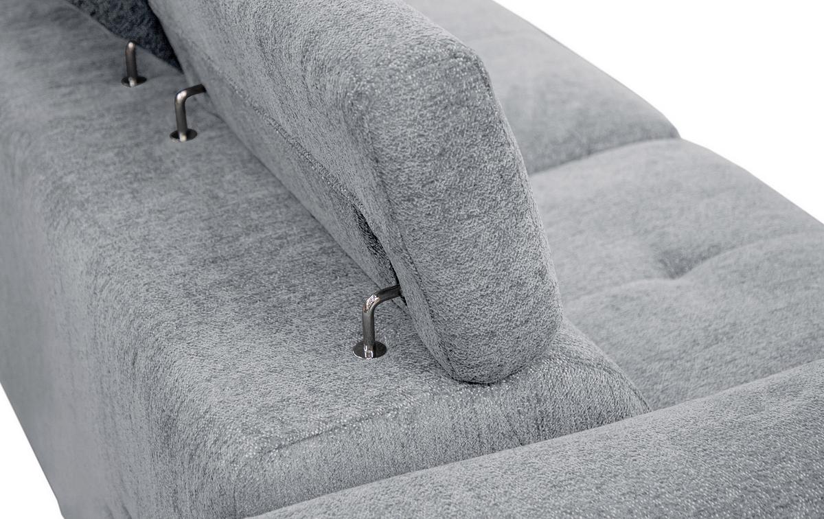 SOFA CALVERA 3-Sitzer mit 1 Relaxfunktion, hellgrau - Hellgrau, Holzwerkstoff/Textil (204/79/106cm) - Wozimo