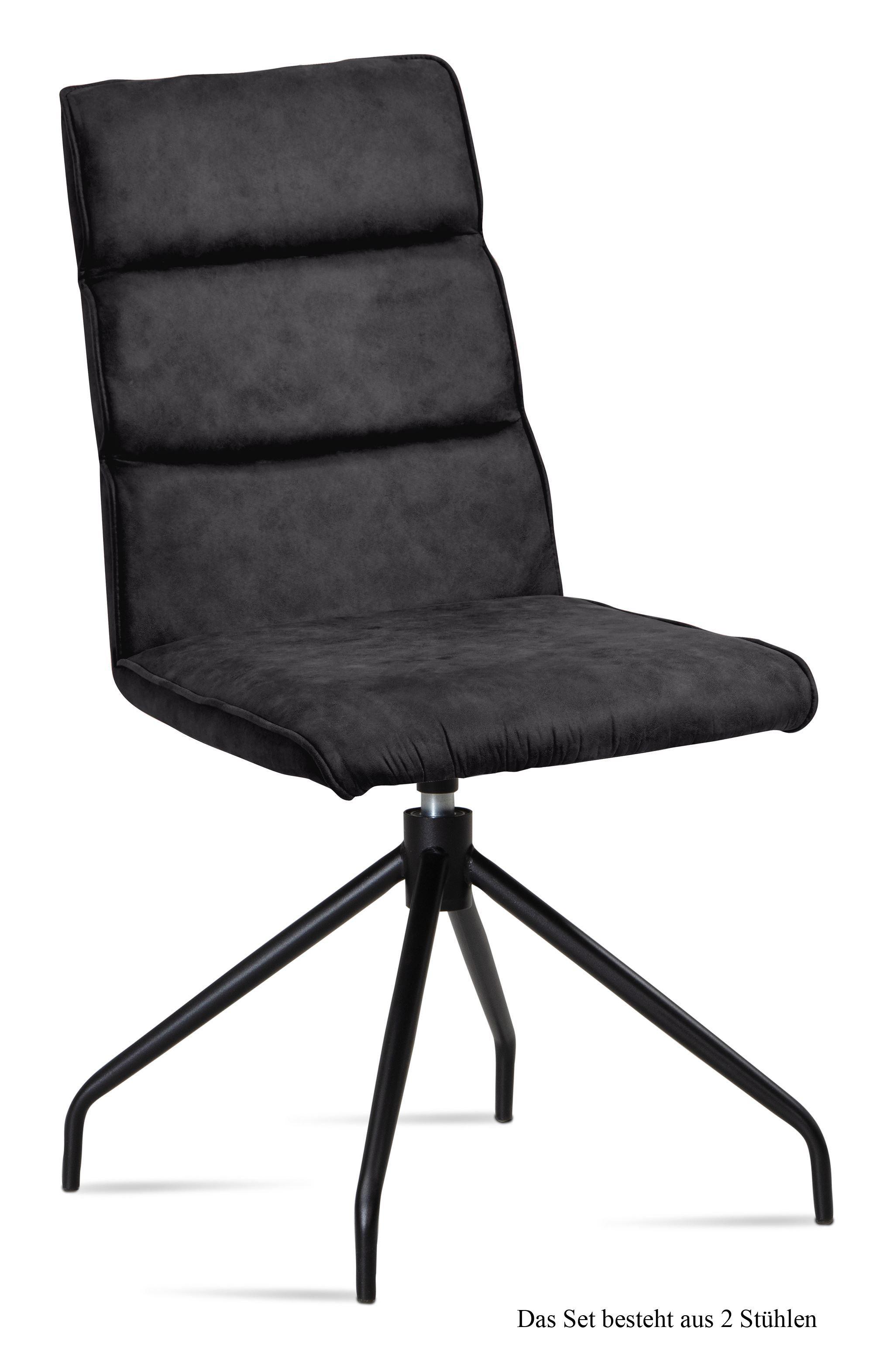 ESSZIMMERSTUHL drehbar (2er-Set) Domini 47x92x60 Schwarz/Anthrazit - Anthrazit/Schwarz, Kunststoff (60/92/47cm) - 58aufmkessel