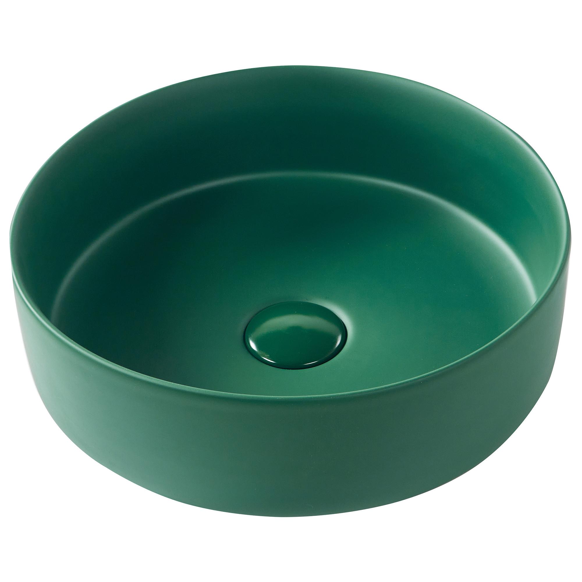 AUFSATZWASCHBECKEN Dunkelgrün 37 cm Keramik Gudar - Dunkelgrün/Grün, Keramik (37/12/37cm) - Beliani