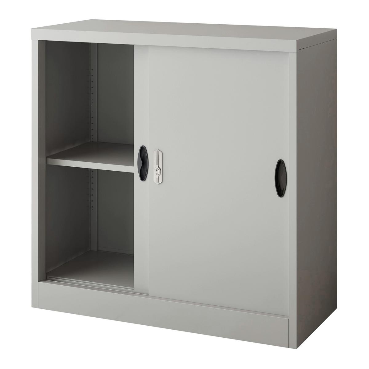AKTENSCHRANK Rieti - Hellgrau, Metall (90/90/40cm) - [en.casa]