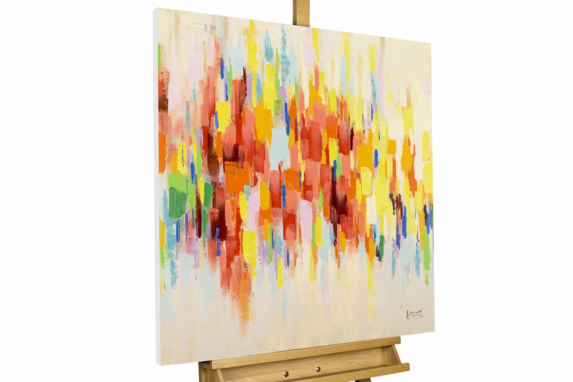 ACRYLBILD HANDGEMALT 80/80 cm - Beige/Multicolor, Holz/Textil (80/80cm) - KUNSTLOFT