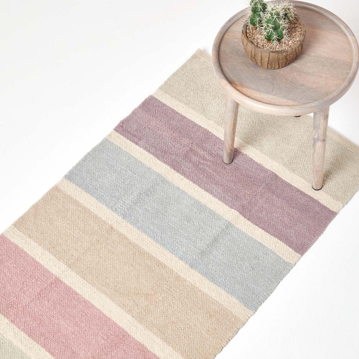 TEPPICHLÄUFER Chenille gestreift 66/200 cm - Multicolor, Textil (66/200cm) - Homescapes
