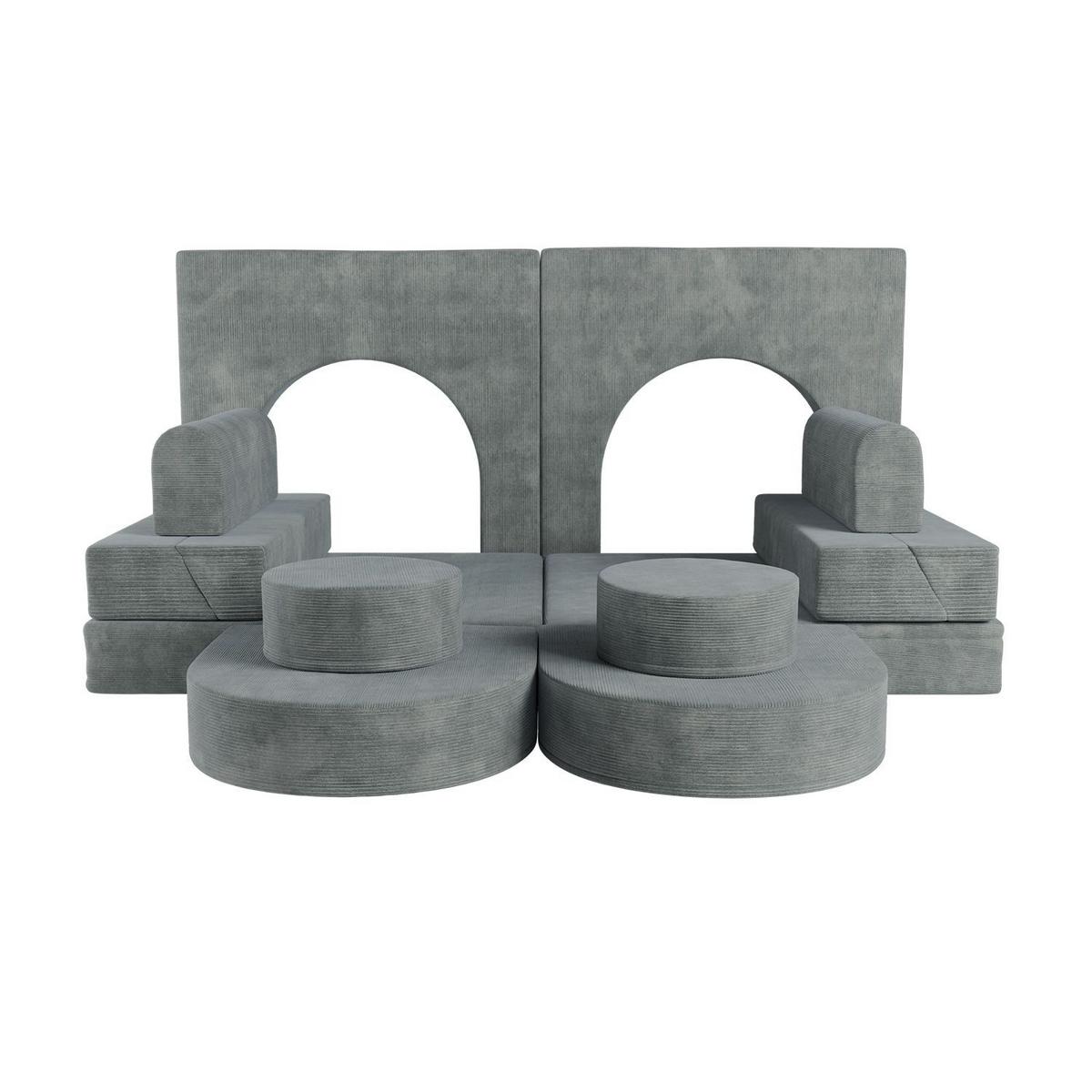KINDERSOFA Kayo cord hellgrün - Grün, Textil (150/50/75cm) - Juskys