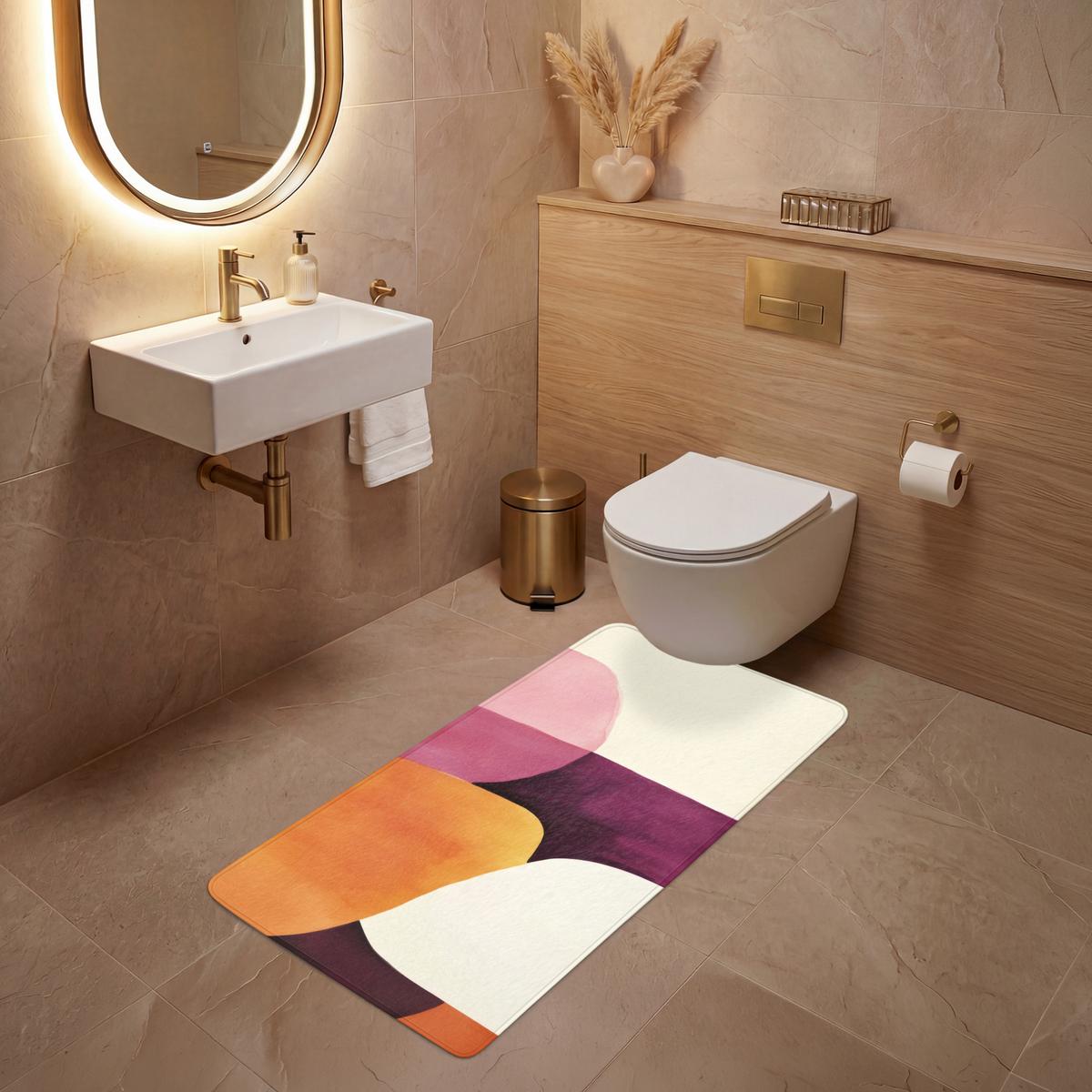 WC-VORLEGER Formen - Abstrakt - Farbenfroh Toilettenvorleger 60x120 cm - Terracotta, Textil (60/1cm) - OnlyWow