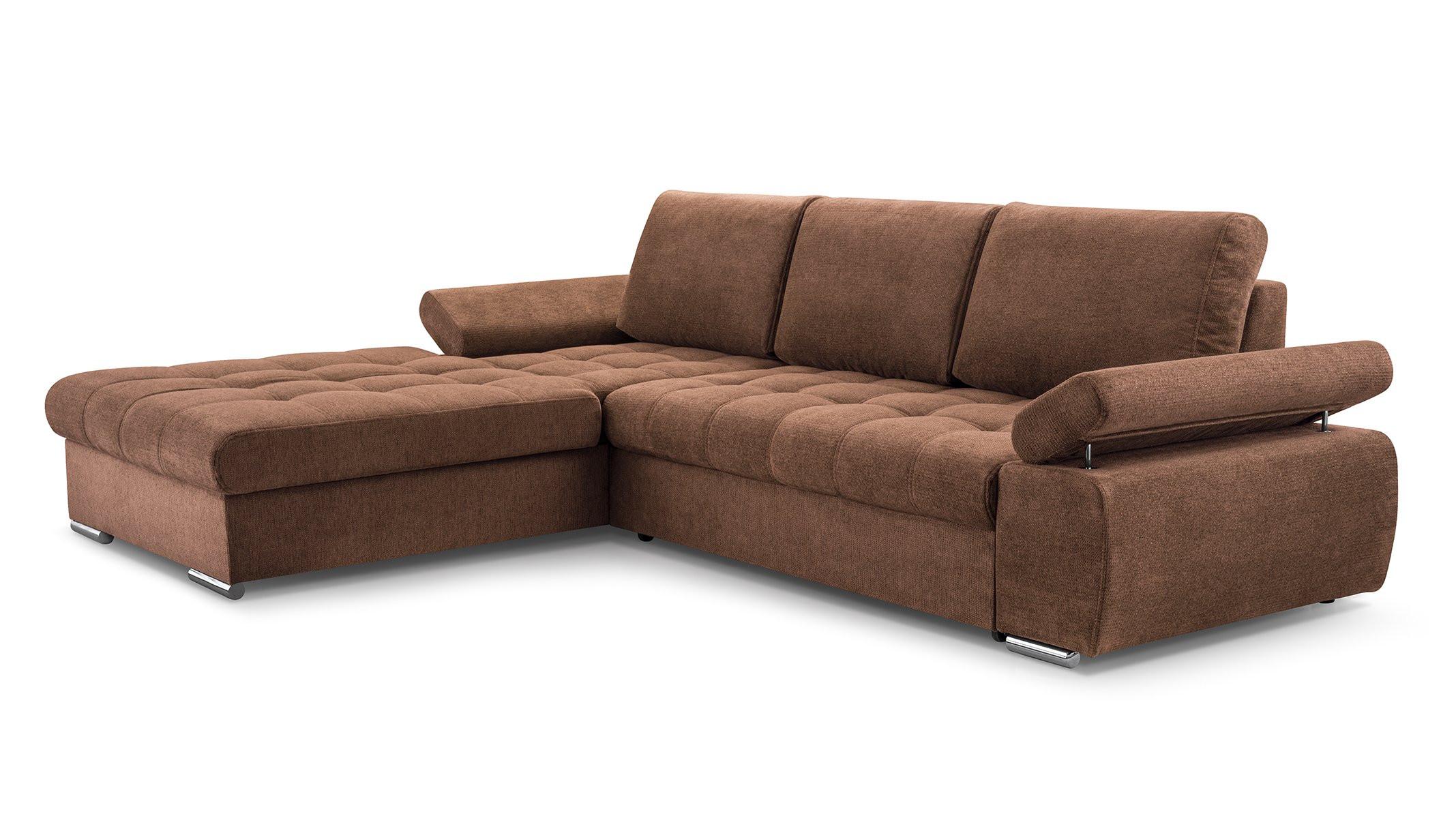 ECKSOFA SANDRO Orange Geflochtener Stoff mit Schlaffunktion - Orange, Holz (277/201cm) - MASSENO