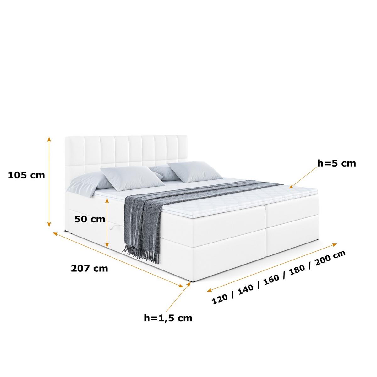 BOXBETT mit Matratze H4 und Lattenrost - MIAMI - 140x200 cm - H4 - Weiß Hochglanz - Weiß Hochglanz, Holzwerkstoff (140/200cm) - ALTDECOR