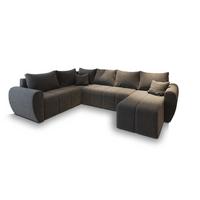 WOHNLANDSCHAFT MADISON XL L-S Grau Dünner Stoff mit Schlaffunktion - Schwarz/Grau, Holz/Kunststoff (303/82/208cm) - MASSENO