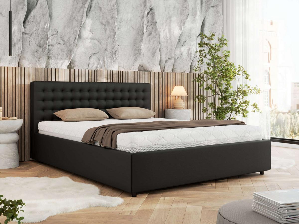 POLSTERBETT PAVO CLASSIC 140/200 - Schwarz Kunstleder - Multipocket-Matratze - Schwarz, Textil (140/200cm) - MKS