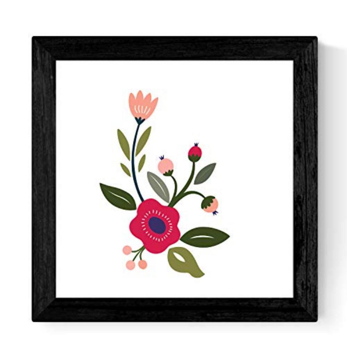 POSTER Set mit 4 florierenden Blumen Rosen und Orangen 25x25 cm Rahmenlos - Klar, Papier (25/3cm) - Nacnic