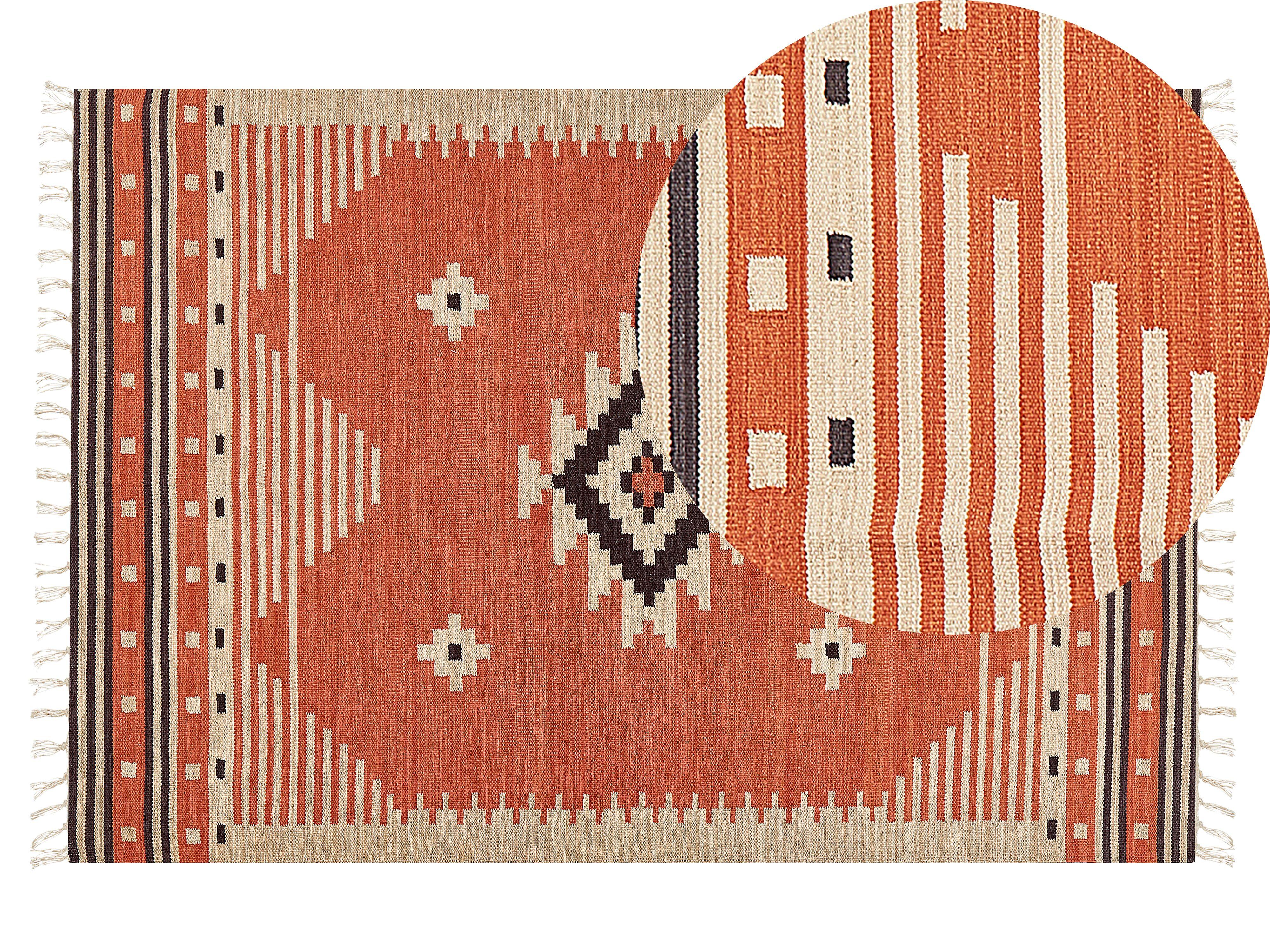 KELIM-TEPPICH Gavar 200/140 cm - Orange, Textil (140/200cm) - Beliani
