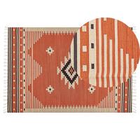 KELIM-TEPPICH Gavar 200/140 cm - Orange, Textil (140/200cm) - Beliani