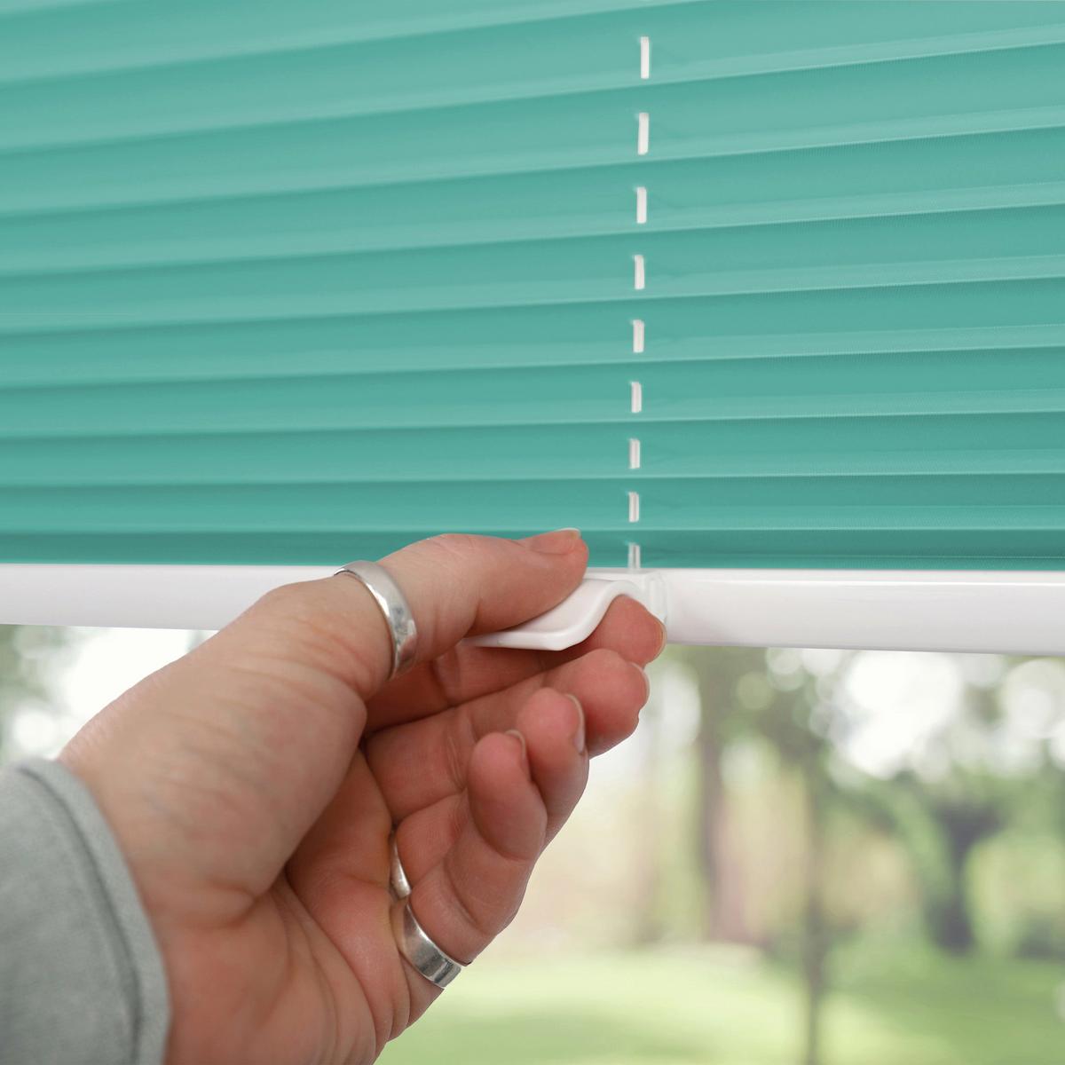 PLISSEE Thermo Basic 85 x 210cm Klemmfix ohne Bohren - Türkis, Textil (85/210/210cm) - Deco-Raum