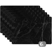 PLATZSETS 6er-Set Schwarz - Marmor Tischuntersetzer 45x30 cm - Graphitfarben, Kunststoff (0.3/45/30cm) - MuchoWow
