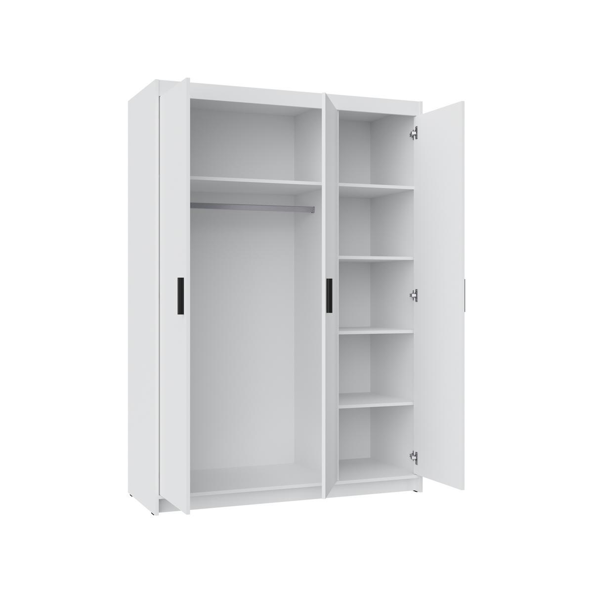 KLEIDERSCHRANK Storicos Weiß 133/190,5/53 cm - Modern 3-türig - Weiß, Holzwerkstoff/Kunststoff (133/190.5/53cm) - AX Living